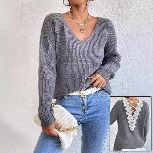 Y2k clothes neck sweater - y2k, v-neck