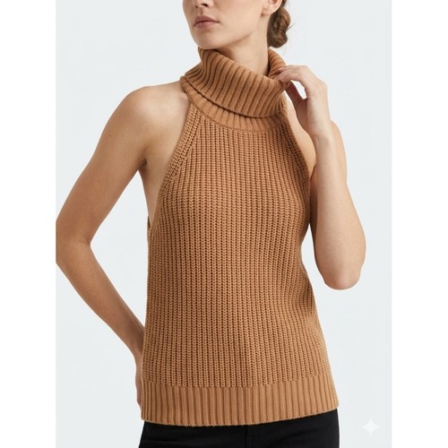 Nude turtleneck halter - nude,